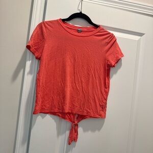 Aerie Bright Coral Tie-Front Tee